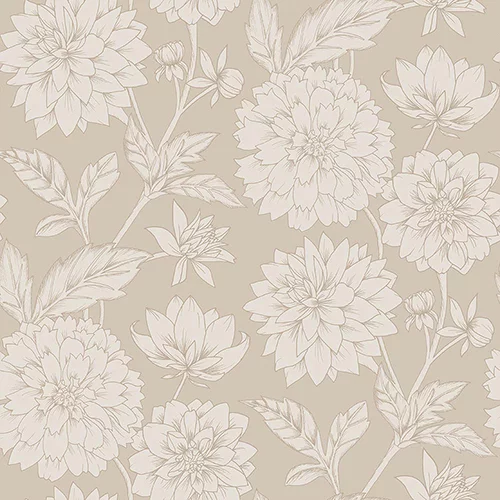 Dahlia Blooms Beige RVA13209 Available Sizes: 47" x 47"